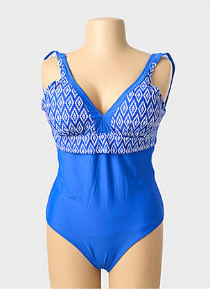 Maillot de bain 1 pièce imprimé fantaisie haut soutien-gorge avec mousse de rembourrage amovible bleu clair KATIA femme