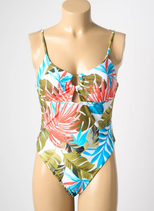 Maillot de bain 1 pièce effet matière satinée haut soutien-gorge avec mousse de rembourrage amovible vert HIBIKINI femme
