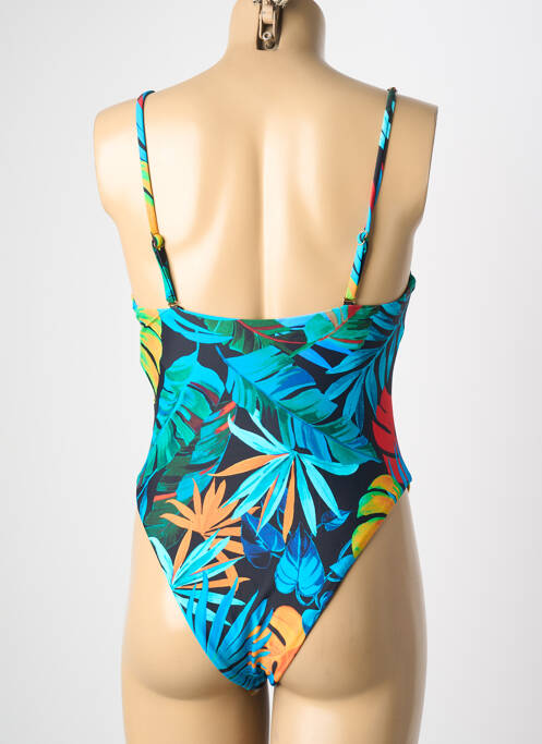 Maillot de bain 1 pièce effet matière satinée haut soutien-gorge avec mousse de rembourrage amovible bleu HIBIKINI femme