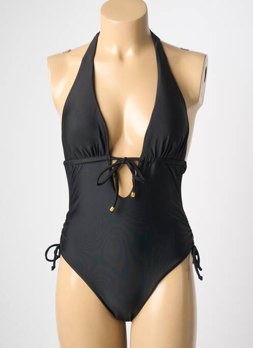 Maillot de bain 1 pièce effet matière satinée haut soutien-gorge avec mousse de rembourrage amovible noir VERY ZEN femme