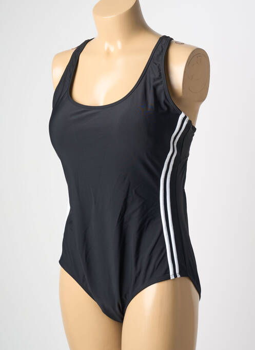 Maillot de bain 1 pièce effet matière satinée haut soutien-gorge avec mousse de rembourrage amovible noir POWER FLOWER femme
