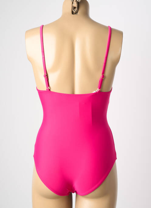 Maillot de bain 1 pièce effet matière satinée haut soutien-gorge avec mousse de rembourrage amovible rose VIDOYA femme