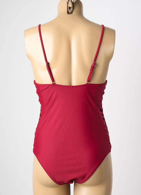 Maillot de bain 1 pièce effet matière satinée haut soutien-gorge avec mousse de rembourrage amovible rouge POWER FLOWER femme