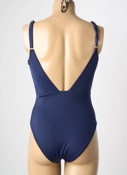 Maillot de bain 1 pièce effet matière satinée haut soutien-gorge avec mousse de rembourrage amovible bleu HIBIKINI femme