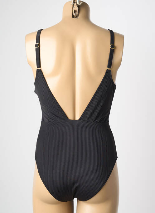 Maillot de bain 1 pièce effet matière satinée haut soutien-gorge avec mousse de rembourrage amovible noir HIBIKINI femme