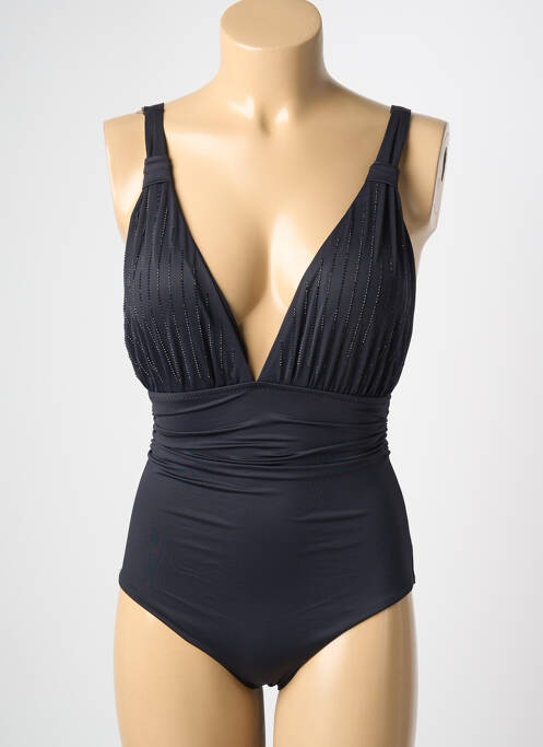 Maillot de bain 1 pièce effet matière satinée haut soutien-gorge avec mousse de rembourrage amovible noir VIDOYA femme