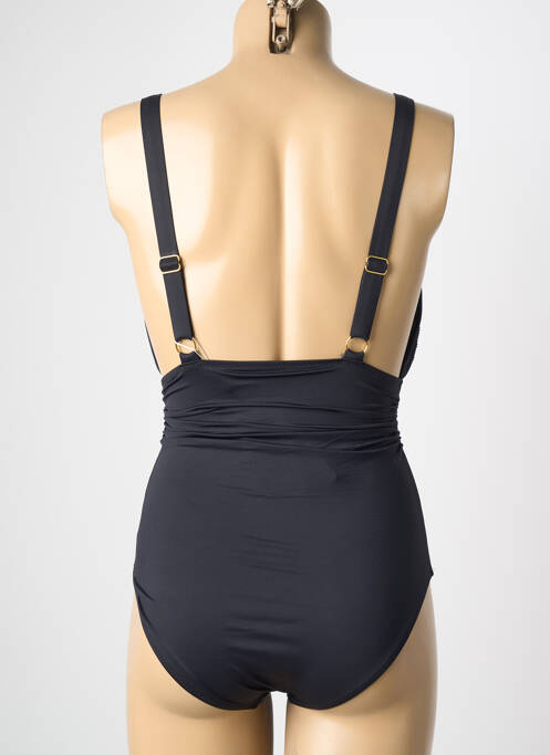 Maillot de bain 1 pièce effet matière satinée haut soutien-gorge avec mousse de rembourrage amovible noir VIDOYA femme