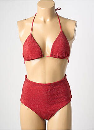 Maillot de bain 2 pièces stretch haut triangles rouge L. BEACH femme