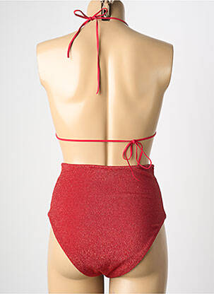 Maillot de bain 2 pièces stretch haut triangles rouge L. BEACH femme