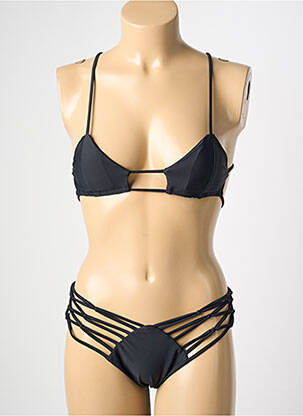 Maillot de bain 2 pièces stretch haut soutien-gorge balconnet noir H.NATHALIE femme