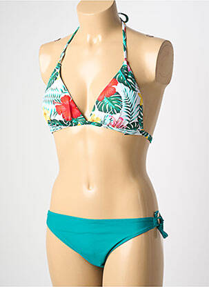 Maillot de bain 2 pièces stretch haut triangles vert VERY ZEN femme