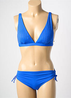 Maillot de bain 2 pièces stretch haut triangles bleu VIDOYA femme