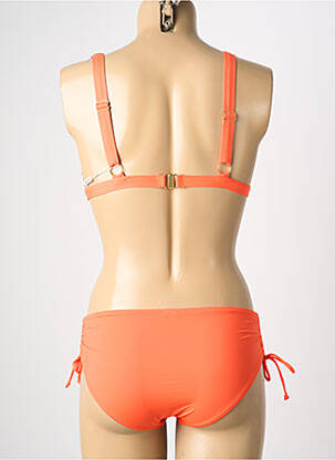 Maillot de bain 2 pièces stretch haut triangles orange VIDOYA femme