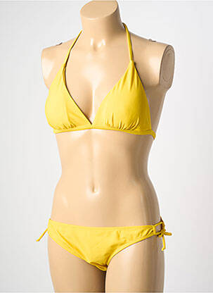 Maillot de bain 2 pièces stretch haut triangles jaune VERY ZEN femme