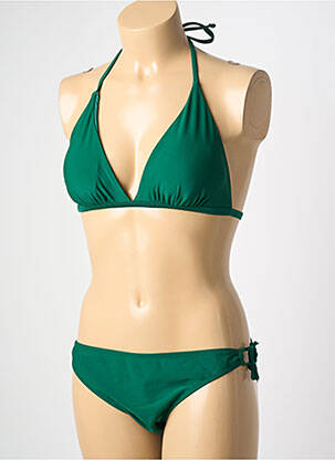Maillot de bain 2 pièces stretch haut triangles vert VERY ZEN femme