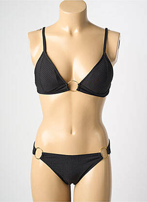 Maillot de bain 2 pièces stretch haut triangles noir HIBIKINI femme