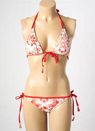 Maillot de bain 2 pièces stretch haut triangles rouge DAG ADOM femme