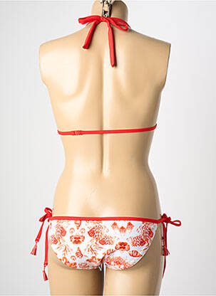 Maillot de bain 2 pièces stretch haut triangles rouge DAG ADOM femme