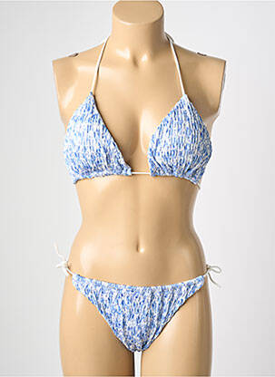 Maillot de bain 2 pièces stretch haut triangles bleu L. BEACH femme