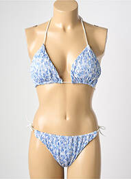 Maillot de bain 2 pièces stretch haut triangles bleu L. BEACH femme
