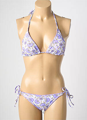 Maillot de bain 2 pièces stretch haut triangles violet MYA femme