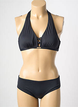 Maillot de bain 2 pièces stretch haut soutien-gorge balconnet noir POWER FLOWER femme