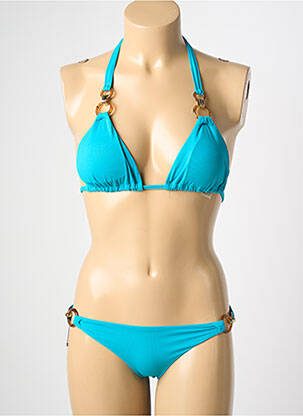 Maillot de bain 2 pièces stretch haut triangles bleu VIOLETTA femme