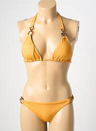 Maillot de bain 2 pièces stretch haut triangles orange VIOLETTA femme