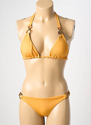 Maillot de bain 2 pièces stretch haut triangles orange VIOLETTA femme