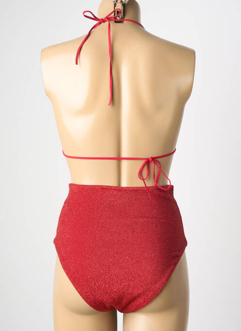 Maillot de bain 2 pièces stretch haut triangles rouge L. BEACH femme