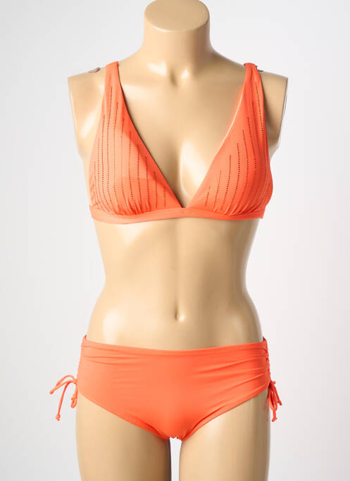 Maillot de bain 2 pièces stretch haut triangles orange VIDOYA femme
