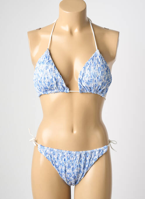Maillot de bain 2 pièces stretch haut triangles bleu L. BEACH femme