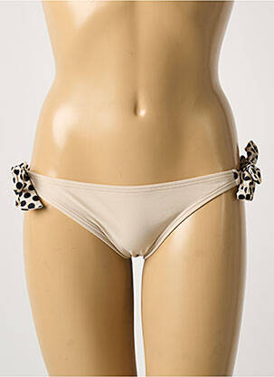 Bas de maillot de bain tissage satiné bikini beige DAG ADOM femme