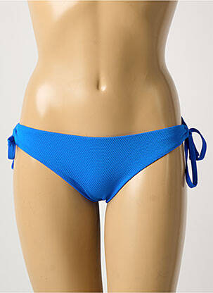 Bas de maillot de bain effet matière satinée bikini bleu DAG ADOM femme