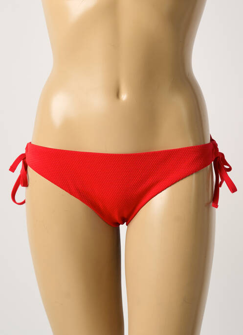 Bas de maillot de bain effet matière satinée bikini rouge DAG ADOM femme