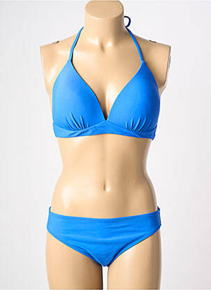 Maillot de bain 2 pièces stretch haut soutien-gorge moulé bleu VERY ZEN femme