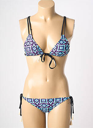 Maillot de bain 2 pièces stretch haut triangles bleu MARIE FRANCE femme