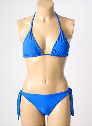 Maillot de bain 2 pièces stretch haut triangles bleu MERMAID femme