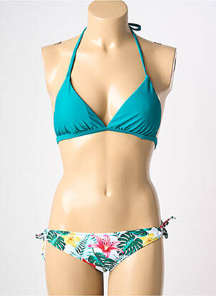 Maillot de bain 2 pièces stretch haut triangles vert VERY ZEN femme