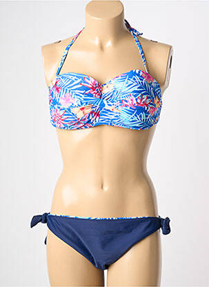 Maillot de bain 2 pièces stretch haut bandeau bleu LEMON BAY femme