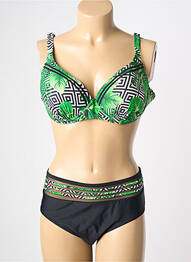 Maillot de bain 2 pièces stretch haut soutien-gorge moulé vert POWER FLOWER femme