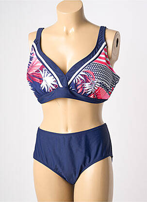 Maillot de bain 2 pièces stretch haut soutien-gorge moulé bleu SEXKISS femme