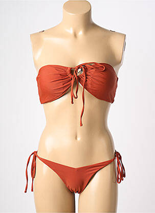Maillot de bain 2 pièces stretch haut bandeau orange VIOLETTA femme