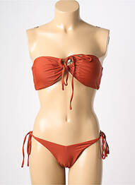 Maillot de bain 2 pièces stretch haut bandeau orange VIOLETTA femme