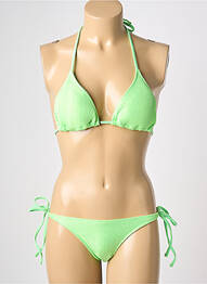 Maillot de bain 2 pièces stretch haut triangles vert VIOLETTA femme