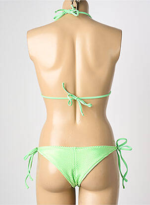 Maillot de bain 2 pièces stretch haut triangles vert VIOLETTA femme