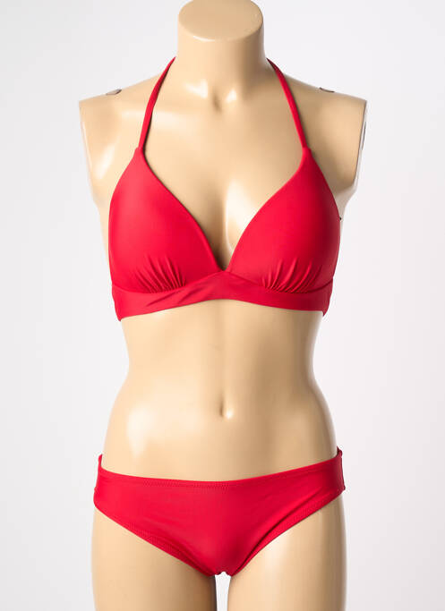 Maillot de bain 2 pièces stretch haut soutien-gorge moulé rouge VERY ZEN femme