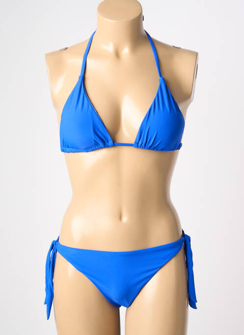 Maillot de bain 2 pièces stretch haut triangles bleu MERMAID femme