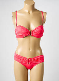 Maillot de bain 2 pièces stretch haut bandeau rose ESTHER QUEEN femme