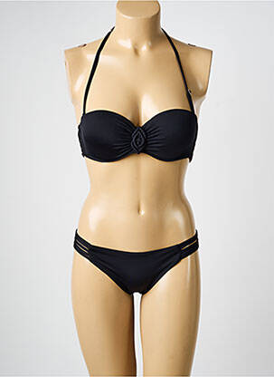 Maillot de bain 2 pièces stretch haut bandeau noir RAE femme
